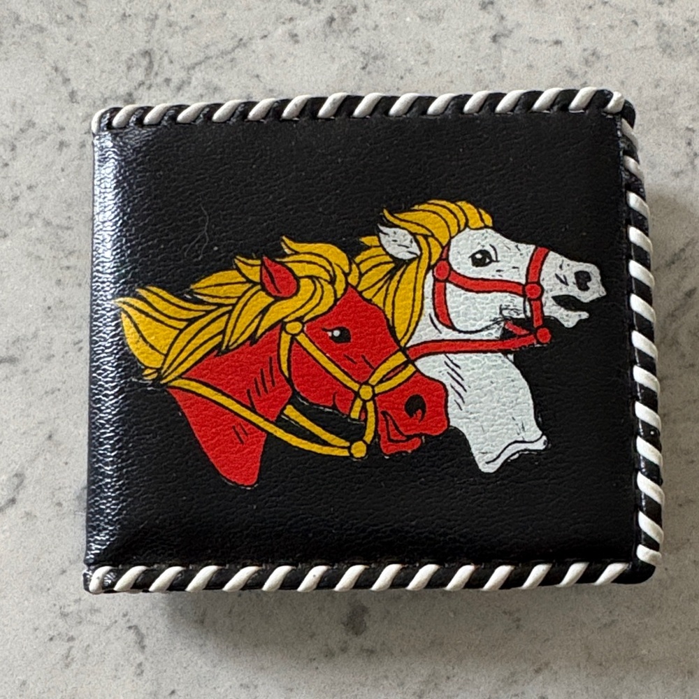 80’s child’s western horse black plastic wallet